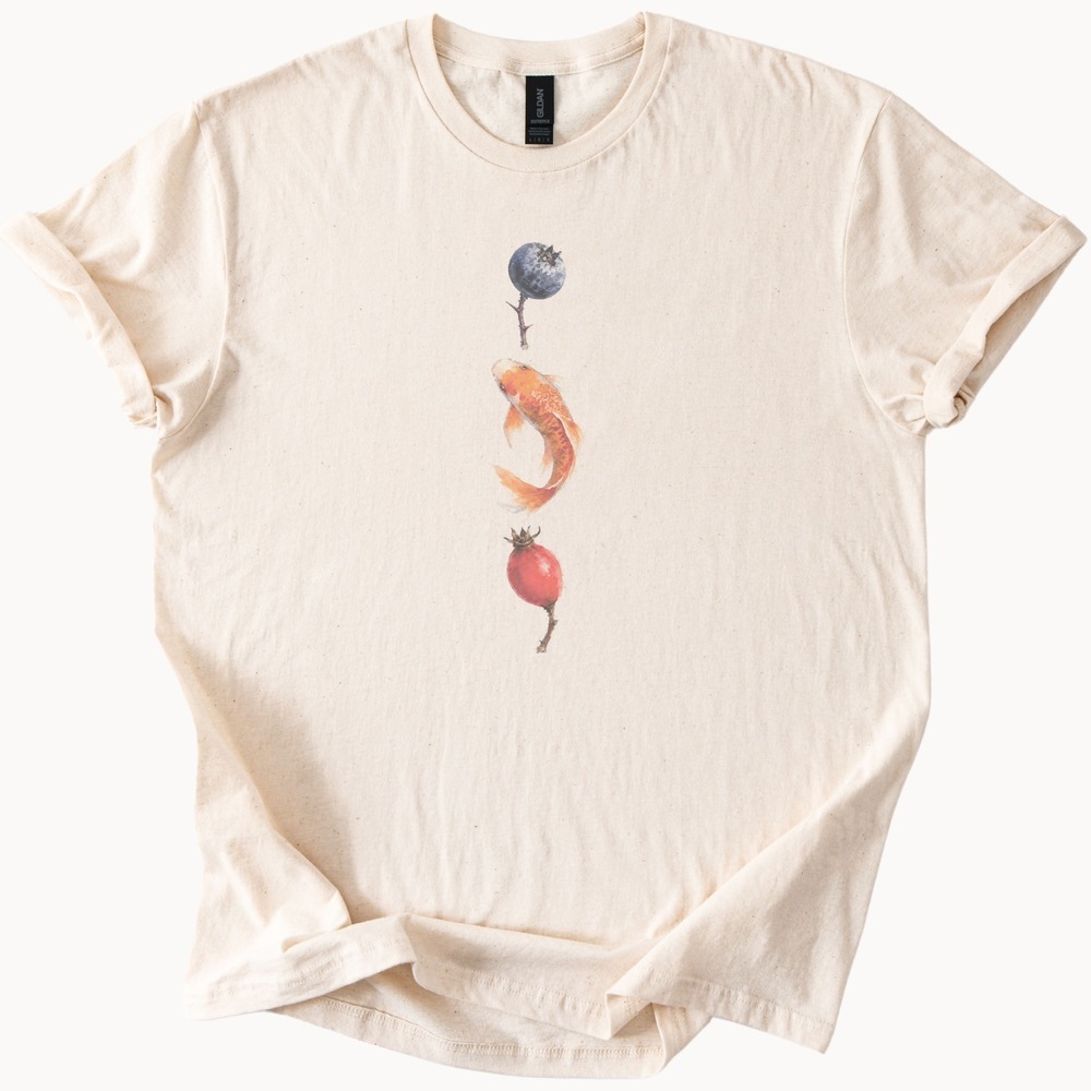 Koi Drifting Between Berry and Rose Hip Tee